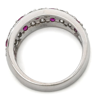 ミキモト MIKIMOTO ルビー ダイヤモンド レッド×ホワイトゴールド K18WG ダイヤモンド ルビー リング 指輪 MIKIMOTO 赤 レッド Au750 18K 18金 パヴェ ワイド 幅広 8.5号