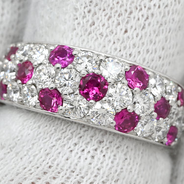 ミキモト MIKIMOTO ルビー ダイヤモンド レッド×ホワイトゴールド K18WG ダイヤモンド ルビー リング 指輪 MIKIMOTO 赤 レッド Au750 18K 18金 パヴェ ワイド 幅広 8.5号