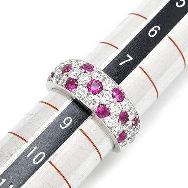 ミキモト MIKIMOTO ルビー ダイヤモンド レッド×ホワイトゴールド K18WG ダイヤモンド ルビー リング 指輪 MIKIMOTO 赤 レッド Au750 18K 18金 パヴェ ワイド 幅広 8.5号