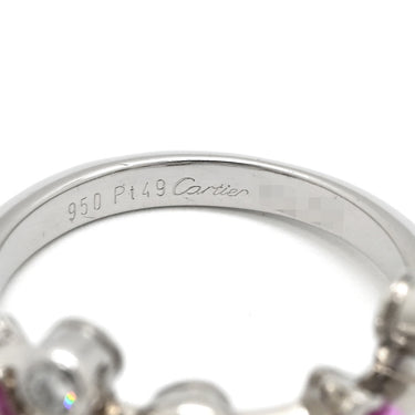 カルティエ Cartier メリメロ ピンク×プラチナシルバー Pt950 ダイヤモンド ピンクサファイア #49(JP9) リング 指輪 ピンクサファイア ダイヤモンド 8.5号