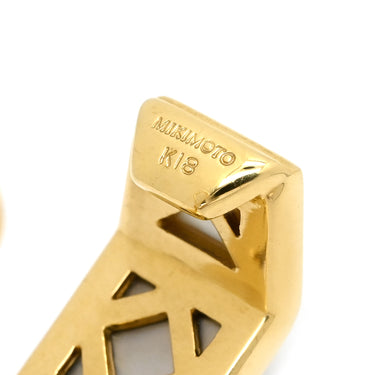 ミキモト MIKIMOTO ピクウェ ブラック×ホワイト×イエローゴールド K18YG シェル イヤリング MIKIMOTO Au750 18K 18金 シェル 象嵌 インレイ クリップ式