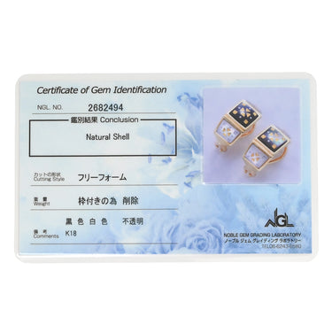 ミキモト MIKIMOTO ピクウェ ブラック×ホワイト×イエローゴールド K18YG シェル イヤリング MIKIMOTO Au750 18K 18金 シェル 象嵌 インレイ クリップ式