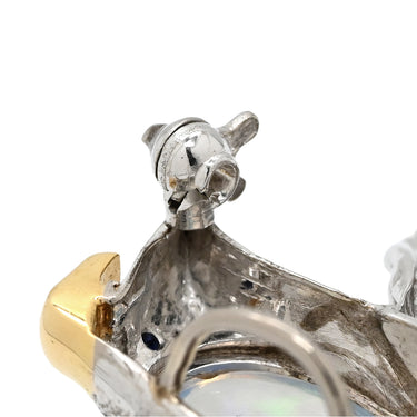 ミキモト MIKIMOTO 鳥モチーフ イエローゴールド×ホワイトゴールド K18YG K14WG オパール ダイヤ 色石 ブローチ MIKIMOTO 750YG 585WG ペンダントトップ
