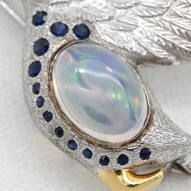 ミキモト MIKIMOTO 鳥モチーフ イエローゴールド×ホワイトゴールド K18YG K14WG オパール ダイヤ 色石 ブローチ MIKIMOTO 750YG 585WG ペンダントトップ