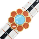 ヴァンクリーフアーペル Van Cleef & Arpels パクレット VCARPDX653 レッド×ブルー×イエローゴールド K18YG ターコイズ コーラル #53(JP13) リング 指輪 赤 青 750 18K ターコイズ コーラル 花 12.5号