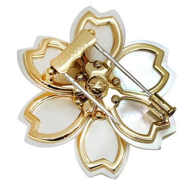 ヴァンクリーフアーペル Van Cleef & Arpels ローズ ド ノエル ミディアム VCARA53400 パールホワイトXイエローゴールド K18YG ダイヤモンド マザーオブパール ブローチ 750YG 18K シェル ダイヤ