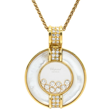ショパール CHOPARD ハッピーダイヤモンド 80/1213-20 パールホワイト×イエローゴールド K18YG ダイヤモンド シェル ネックレス 8Pムービングダイヤ ラージ シェル K18YG
