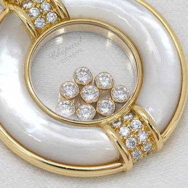 ショパール CHOPARD ハッピーダイヤモンド 80/1213-20 パールホワイト×イエローゴールド K18YG ダイヤモンド シェル ネックレス 8Pムービングダイヤ ラージ シェル K18YG
