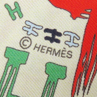 エルメス HERMES ツイリー イエロー×マルチカラー シルク スカーフ 【千と一のH】