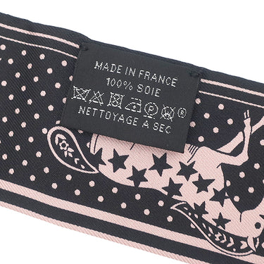 エルメス HERMES ツイリー ブラック×ホワイト×ヴューローズ シルク スカーフ 新品 未使用 【シュヴァル ドゥ クール バンダナ】