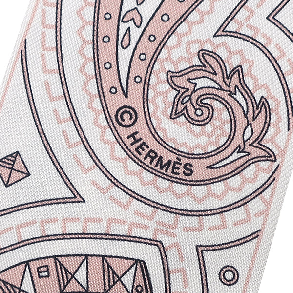 エルメス HERMES ツイリー ブラック×ホワイト×ヴューローズ シルク