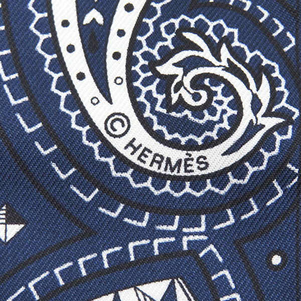 エルメス HERMES ツイリー H064259S ブルージーン×マリン×ホワイト