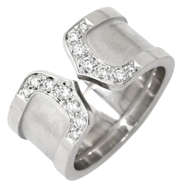 カルティエ Cartier C2 ダイヤモンド LM ホワイトゴールド K18WG ダイヤモンド #51(JP11) リング 指輪 ワイド Cドゥ 2C Au750 18K WG 11号
