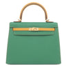 エルメス HERMES ケリー25 外縫い カクタス×ジョーヌドール ヴォーエプソン 2WAYバッグ マットゴールド金具 新品 未使用 緑 黄色 【PO品】