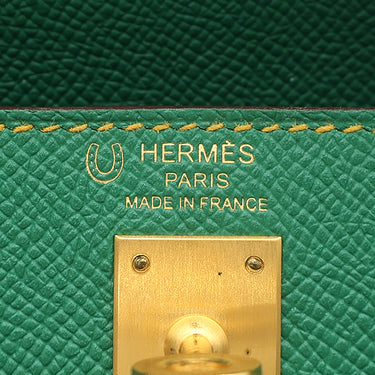エルメス HERMES ケリー25 外縫い カクタス×ジョーヌドール ヴォーエプソン 2WAYバッグ マットゴールド金具 新品 未使用 緑 黄色 【PO品】
