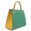 エルメス HERMES ケリー25 外縫い カクタス×ジョーヌドール ヴォーエプソン 2WAYバッグ マットゴールド金具 新品 未使用 緑 黄色 【PO品】