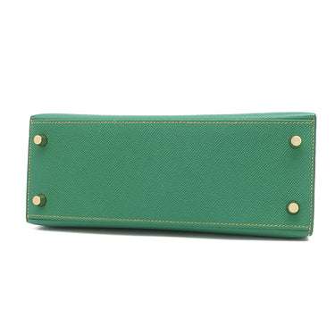 エルメス HERMES ケリー25 外縫い カクタス×ジョーヌドール ヴォーエプソン 2WAYバッグ マットゴールド金具 新品 未使用 緑 黄色 【PO品】