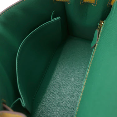 エルメス HERMES ケリー25 外縫い カクタス×ジョーヌドール ヴォーエプソン 2WAYバッグ マットゴールド金具 新品 未使用 緑 黄色 【PO品】