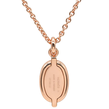 エルメス HERMES ミニマイヨン PM ペンダント ブラック GP エナメル ネックレス ローズゴールド金具 PG金具 黒 シェーヌダンクルモチーフ 新品 未使用