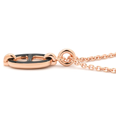 エルメス HERMES ミニマイヨン PM ペンダント ブラック GP エナメル ネックレス ローズゴールド金具 PG金具 黒 シェーヌダンクルモチーフ 新品 未使用