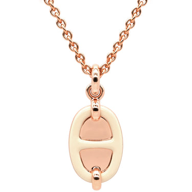 エルメス HERMES ミニマイヨン PM ペンダント ホワイト GP エナメル ネックレス ローズゴールド金具 白 PG金具 シェーヌダンクルモチーフ 新品 未使用