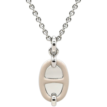 エルメス HERMES ミニマイヨン PM ペンダント マロングラッセ メタル エナメル ネックレス シルバー金具 シェーヌダンクルモチーフ 新品 未使用