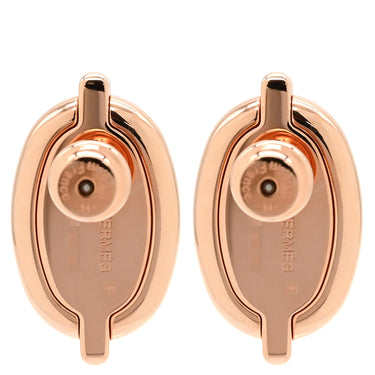 エルメス HERMES ミニマイヨン ブラック GP エナメル ピアス ローズゴールド金具 シェーヌダンクル ピンクゴールド 新品 未使用