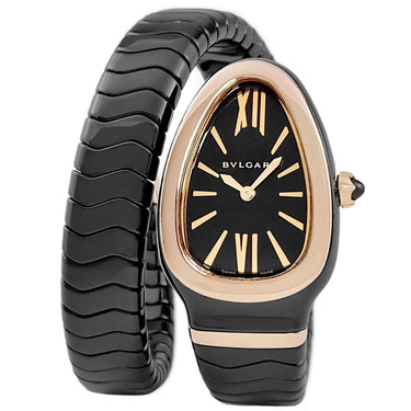 腕時計 ブルガリ BVLGARI セルペンティ スピガ SPC35BG 102735 クオーツ レディース K18PG×セラミック コンビ ブラック