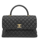 シャネル CHANEL トップハンドル ブラック キャビアスキン 2WAYバッグ ヴィンテージ金具 ココマーク ハンドバッグ ショルダー