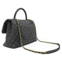 シャネル CHANEL トップハンドル ブラック キャビアスキン 2WAYバッグ ヴィンテージ金具 ココマーク ハンドバッグ ショルダー
