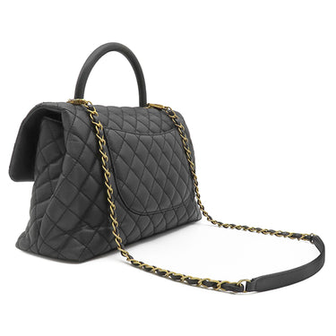 シャネル CHANEL トップハンドル ブラック キャビアスキン 2WAYバッグ ヴィンテージ金具 ココマーク ハンドバッグ ショルダー
