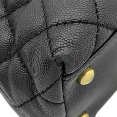 シャネル CHANEL トップハンドル ブラック キャビアスキン 2WAYバッグ ヴィンテージ金具 ココマーク ハンドバッグ ショルダー