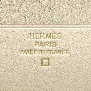 エルメス HERMES ベアンスフレ ベトン アリゲーターマット 長財布 ゴールド金具 オフホワイト クロコ 2026年製