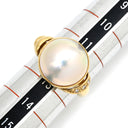 タサキ TASAKI マベパール 13.5ｍｍ ダイヤモンド パールホワイト×イエローゴールド K18YG パール ダイヤモンド リング 指輪 TASAKI 真珠 Au750 18K YG ハーフパールシェイプ 12号