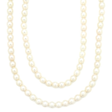 ミキモト MIKIMOTO あこやパール ロング パールホワイト×ホワイトゴールド パール K14WG ネックレス MIKIMOTO 真珠 14K WG 2連