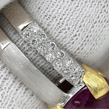 ジュエルスタジオ JEWELSTUDIO スタールビー ダイヤ デザインリング レッド×イエローゴールド×プラチナシルバー K18YG K18WG スタールビー ダイヤモンド リング 指輪 K18YG WG Au750 16号