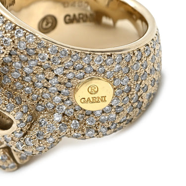 ガルニ GARNI スカル フルパヴェ ダイヤモンド イエローゴールド K18YG ダイヤモンド リング 指輪 Au750 18K 18金 ドクロ 髑髏 フルダイヤ 18.5号