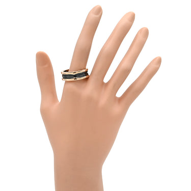 ブルガリ BVLGARI ビーゼロワン B-zero1 2バンド ブラック×ピンクゴールド K18PG セラミック #68 リング 指輪 黒セラミック Au750 18K 27号