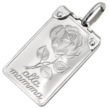 ウノアエレ UNOAERRE ローズ 薔薇 プレート ホワイトゴールド K18WG ペンダントトップ alla mamma 18K 750 WG ネックレストップ