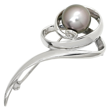 タサキ TASAKI 黒蝶パール 9.8mm シルバーグレー×プラチナシルバー Pt900 パール ブローチ TASAKI ブラック 真珠 プラチナ Pt900 ペンダントトップ 2WAY
