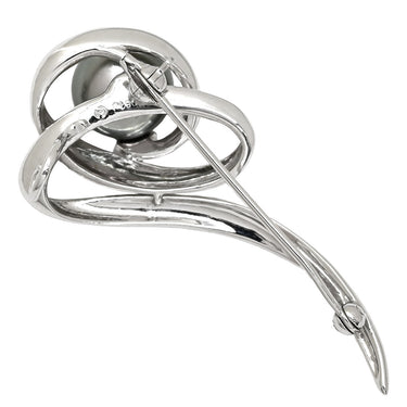 タサキ TASAKI 黒蝶パール 9.8mm シルバーグレー×プラチナシルバー Pt900 パール ブローチ TASAKI ブラック 真珠 プラチナ Pt900 ペンダントトップ 2WAY