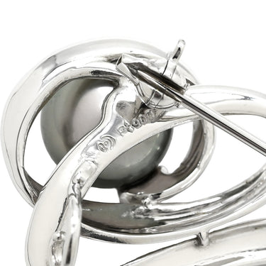 タサキ TASAKI 黒蝶パール 9.8mm シルバーグレー×プラチナシルバー Pt900 パール ブローチ TASAKI ブラック 真珠 プラチナ Pt900 ペンダントトップ 2WAY