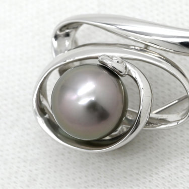 タサキ TASAKI 黒蝶パール 9.8mm シルバーグレー×プラチナシルバー Pt900 パール ブローチ TASAKI ブラック 真珠 プラチナ Pt900 ペンダントトップ 2WAY