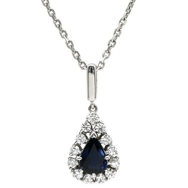 ミキモト MIKIMOTO ブルーサファイア ダイヤ ペンダント ブルー×ホワイトゴールド K14WG サファイア ダイヤモンド ネックレス MIKIMOTO 18K Au750 WG 他社製ネックレス
