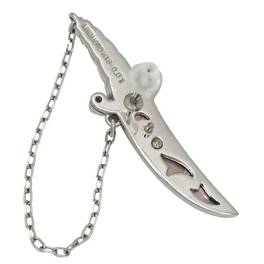 ミキモト MIKIMOTO ピンブローチ ナイフモチーフ グレー×イエローゴールド×ホワイトゴールド K18WG K18YG ダイヤモンド シェル ブローチ シェル ダイヤモンド 750 18K YG WG