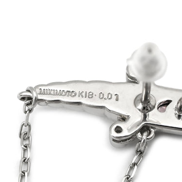 ミキモト MIKIMOTO ピンブローチ ナイフモチーフ グレー×イエローゴールド×ホワイトゴールド K18WG K18YG ダイヤモンド シェル ブローチ シェル ダイヤモンド 750 18K YG WG