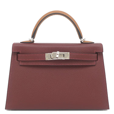 エルメス HERMES ミニケリードゥ 外縫い ルージュアッシュ×ゴールド×ベブラン ヴォーエプソン 2WAYバッグ シルバー金具 トリコロール 2025年製