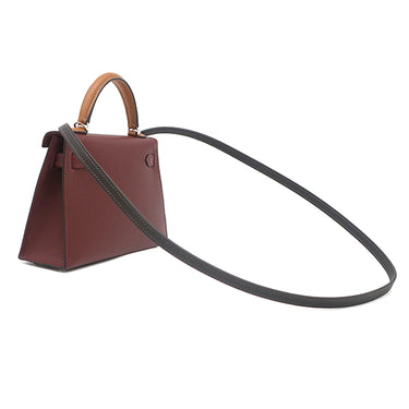 エルメス HERMES ミニケリードゥ 外縫い ルージュアッシュ×ゴールド×ベブラン ヴォーエプソン 2WAYバッグ シルバー金具 トリコロール 2025年製