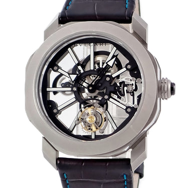 腕時計 ブルガリ BVLGARI オクト ローマ トゥールビヨン OC44TTBSK 103032 GG44TOUT2TAL2 手巻き メンズ OH済 スケルトン チタン 限定