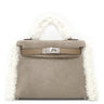 エルメス HERMES ミニケリードゥ テディ グリスカイユ×エトゥープ×エクリュ グリズリー ヴォースイフト ムートン 2WAYバッグ シルバー金具 2025年製